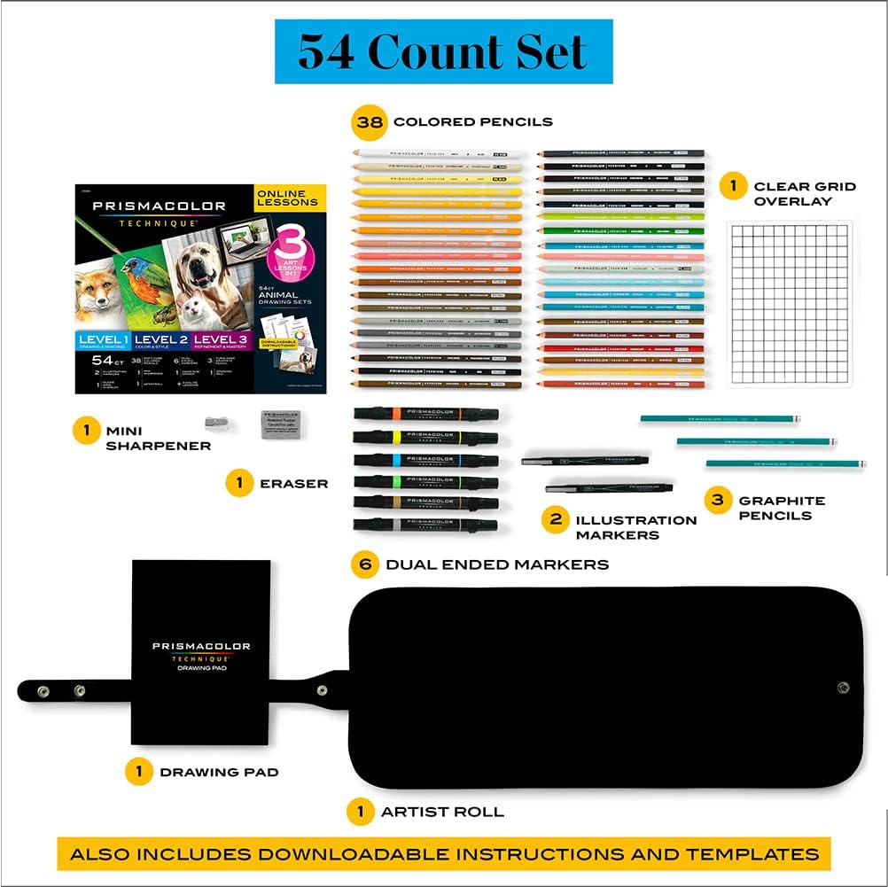 Prismacolor Technique, Art Supplies and Digital Art Lessons, Animal Drawings Set, Level 2, How to Draw Animals with Colored Pencils, Dual-Ended Markers, and More, Bird Drawing Lesson, 27 Count - Image 4
